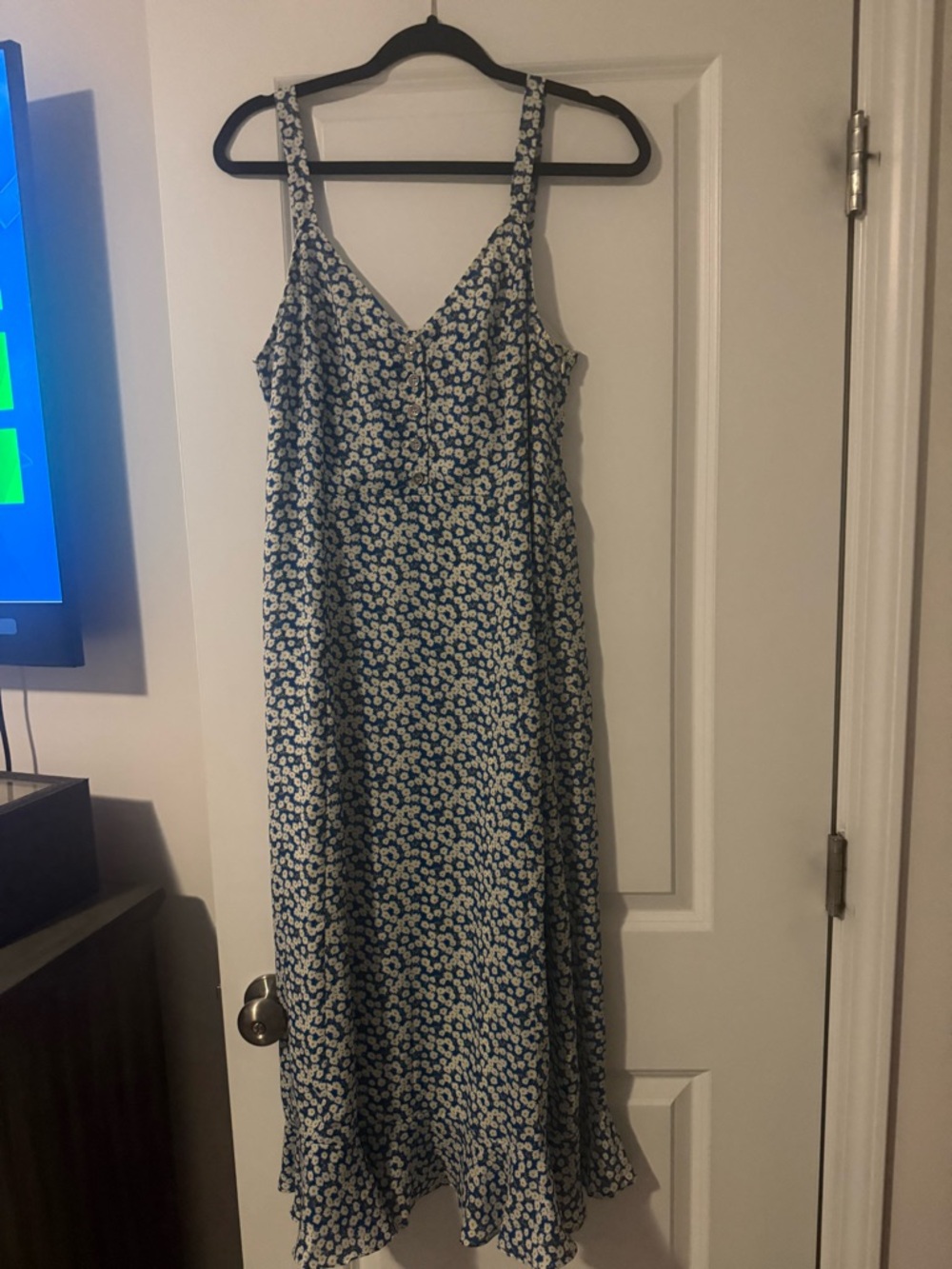 Women’s Lulus Blue Floral V-Neck Slip Dress